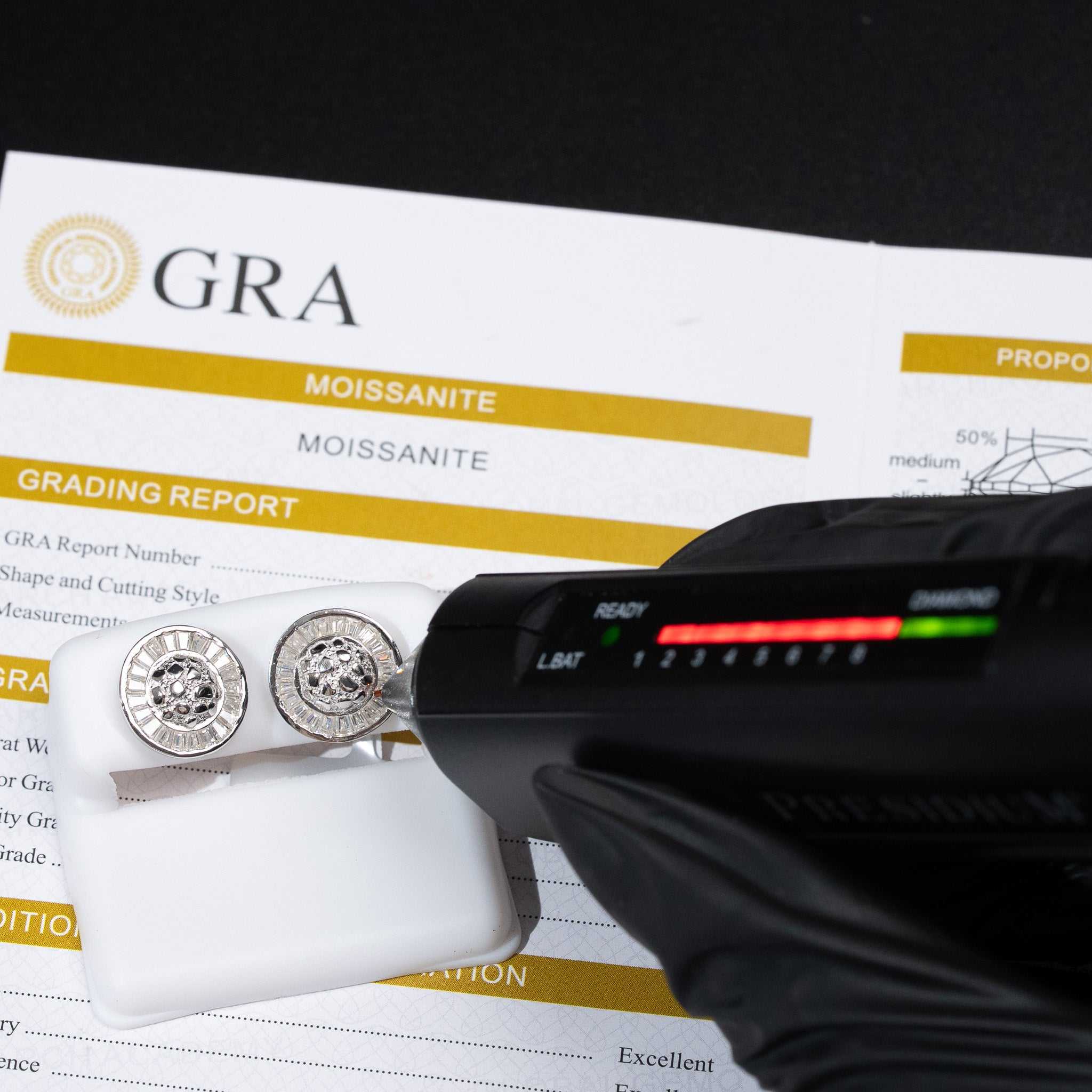 Moissanite Baguette Nugget Saturn Round Stud Earrings 925 Sterling Silver Screw Back