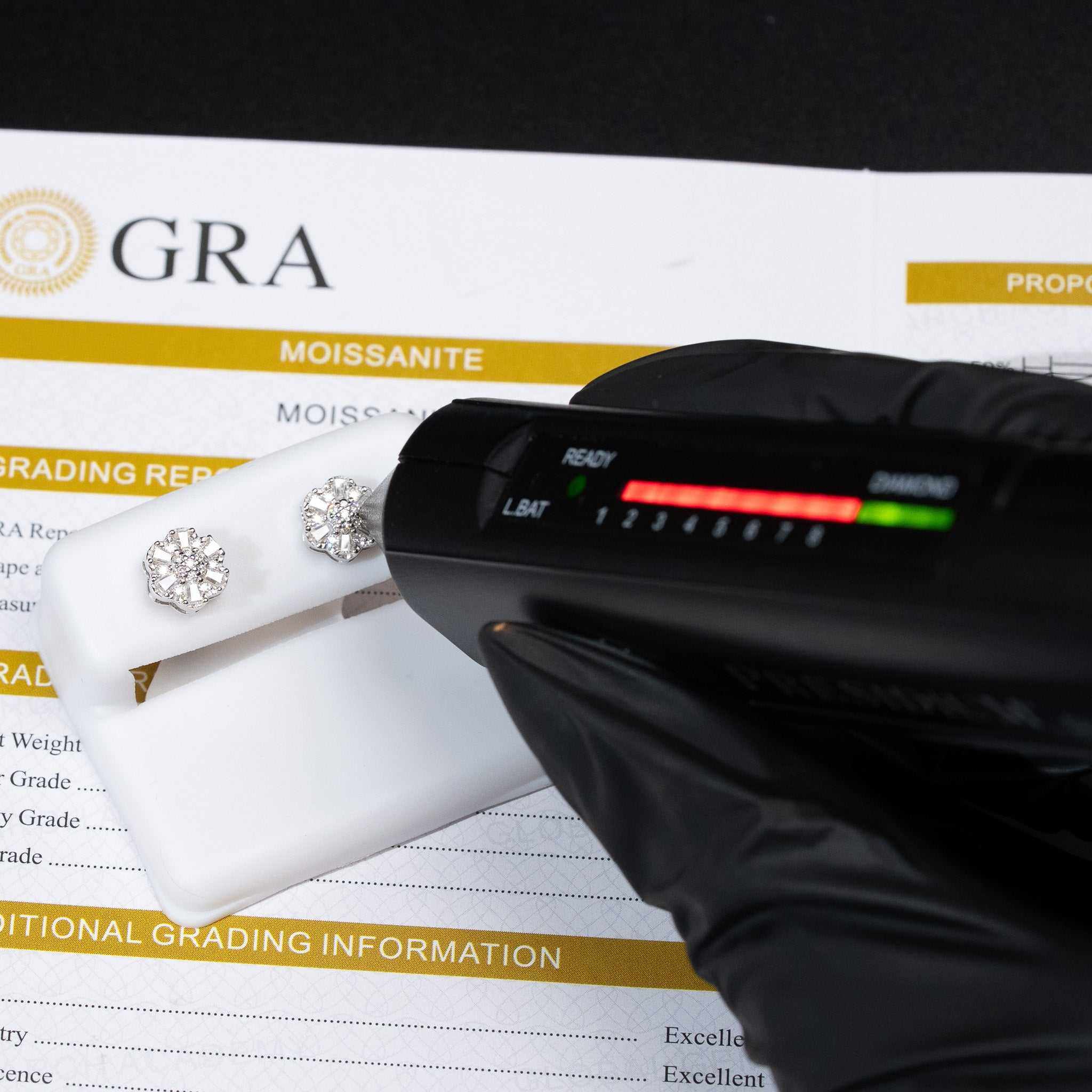 Moissanite Flower Stud Earrings Baguette Cut 925 Sterling Silver Screw Back