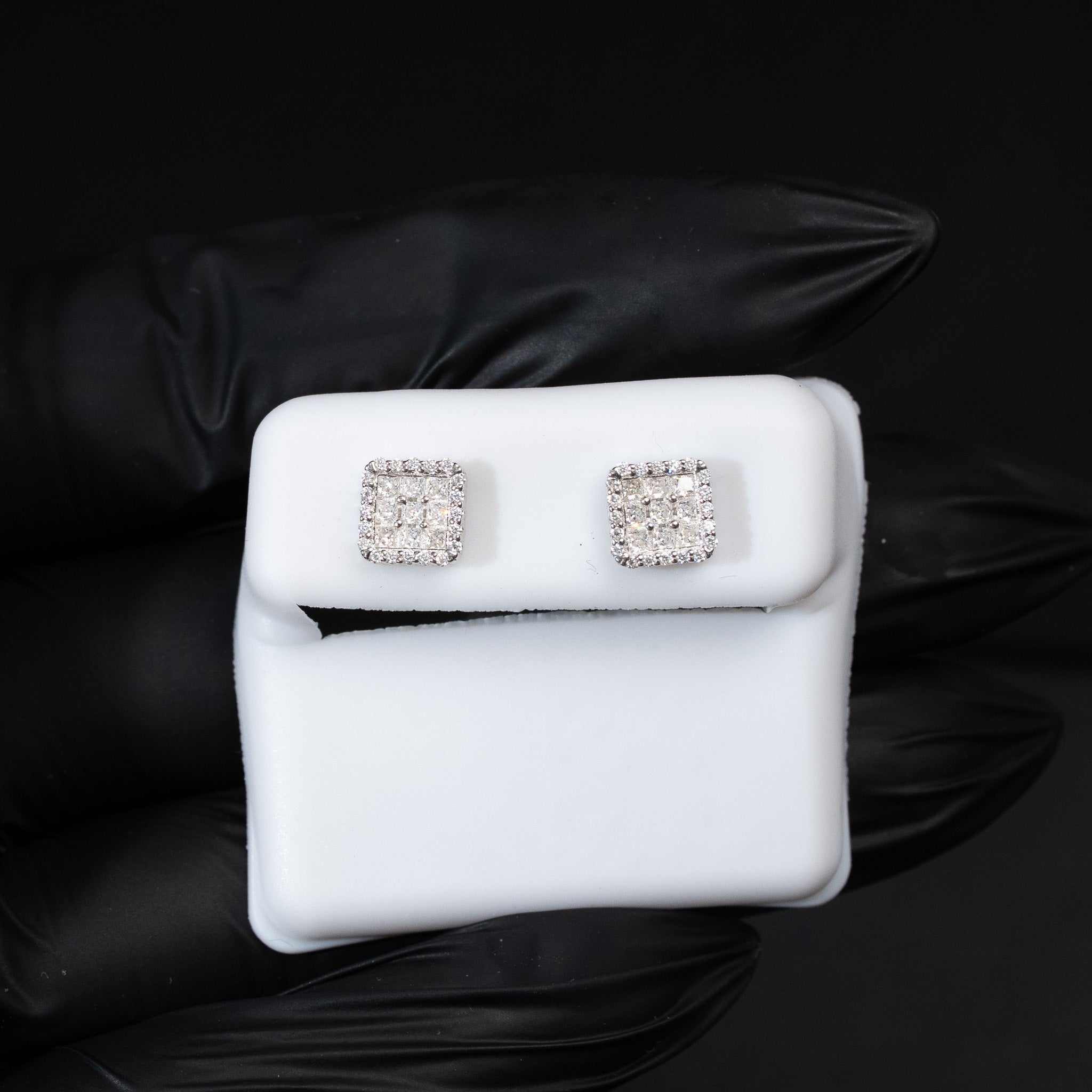 Moissanite Square Screw Back Stud Earrings 925 Sterling Silver