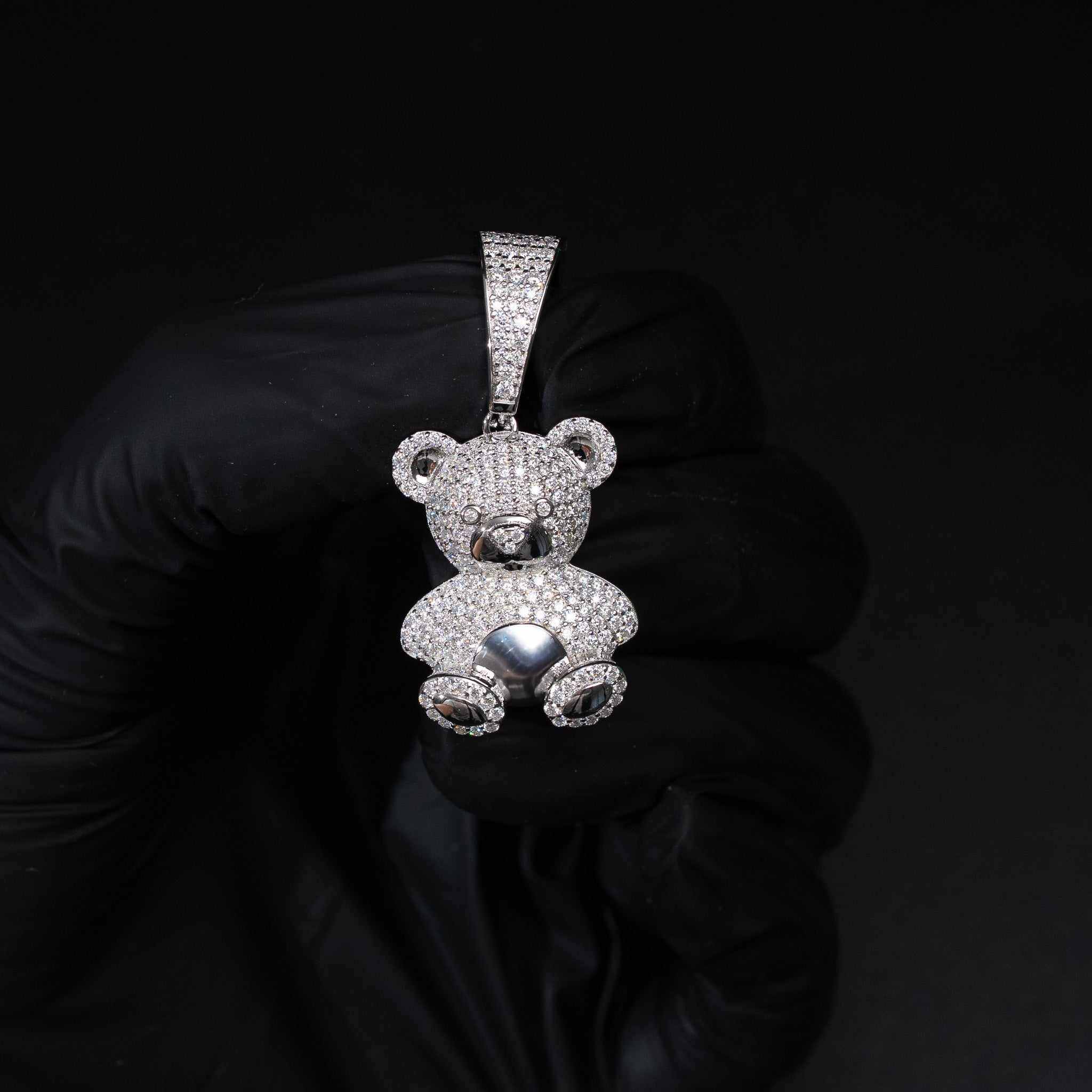 Teddy Bear Moissanite Solid 925 Sterling Silver Pendant