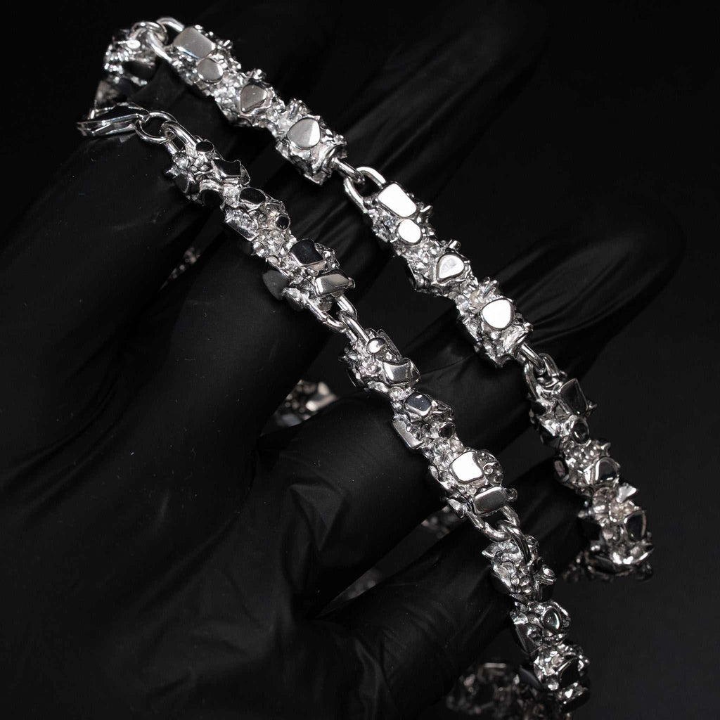 Nugget Chain 8.5mm Necklace Solid 925 Sterling Silver 20" 22" 24"