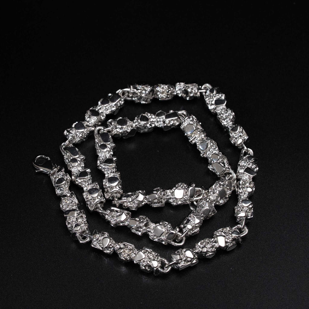 Nugget Chain 8.5mm Necklace Solid 925 Sterling Silver 20" 22" 24"