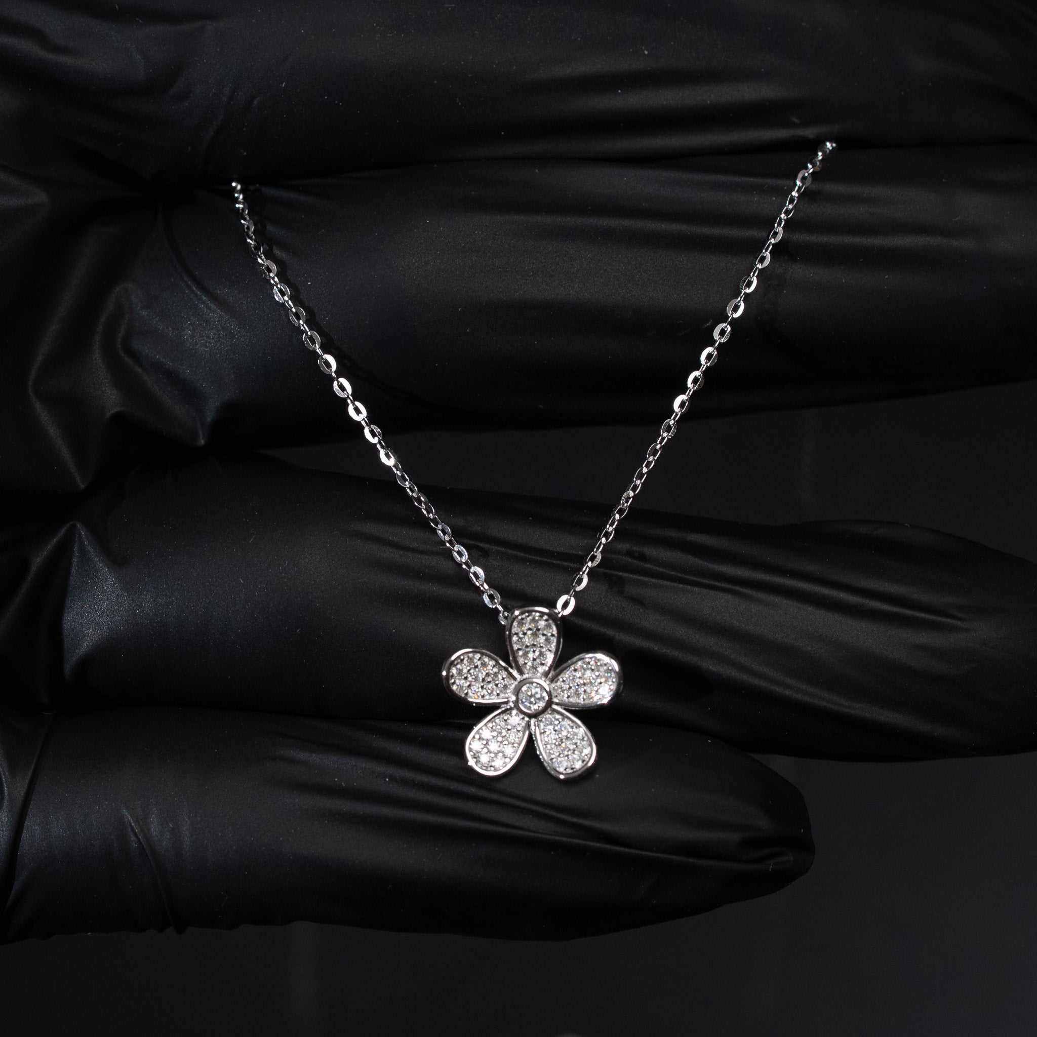 Moissanite Flower Necklace for Women – 925 Sterling Silver