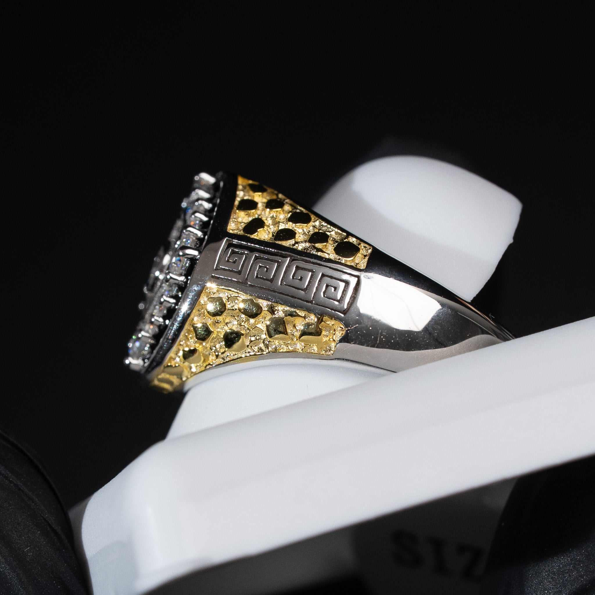 Men’s Three-Tone Moissanite Nugget Ring – 0.5 Carat