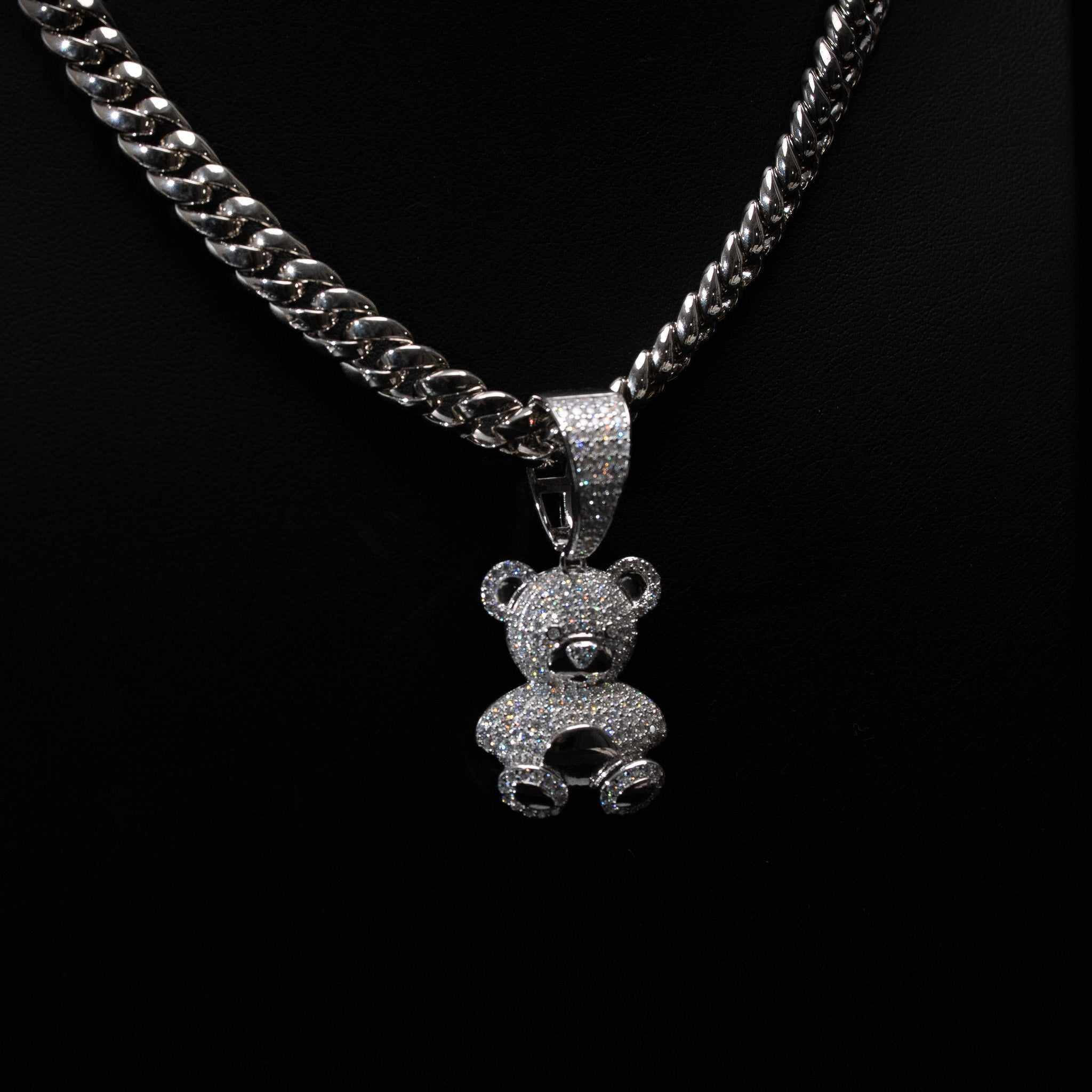 Teddy Bear Moissanite Solid 925 Sterling Silver Pendant