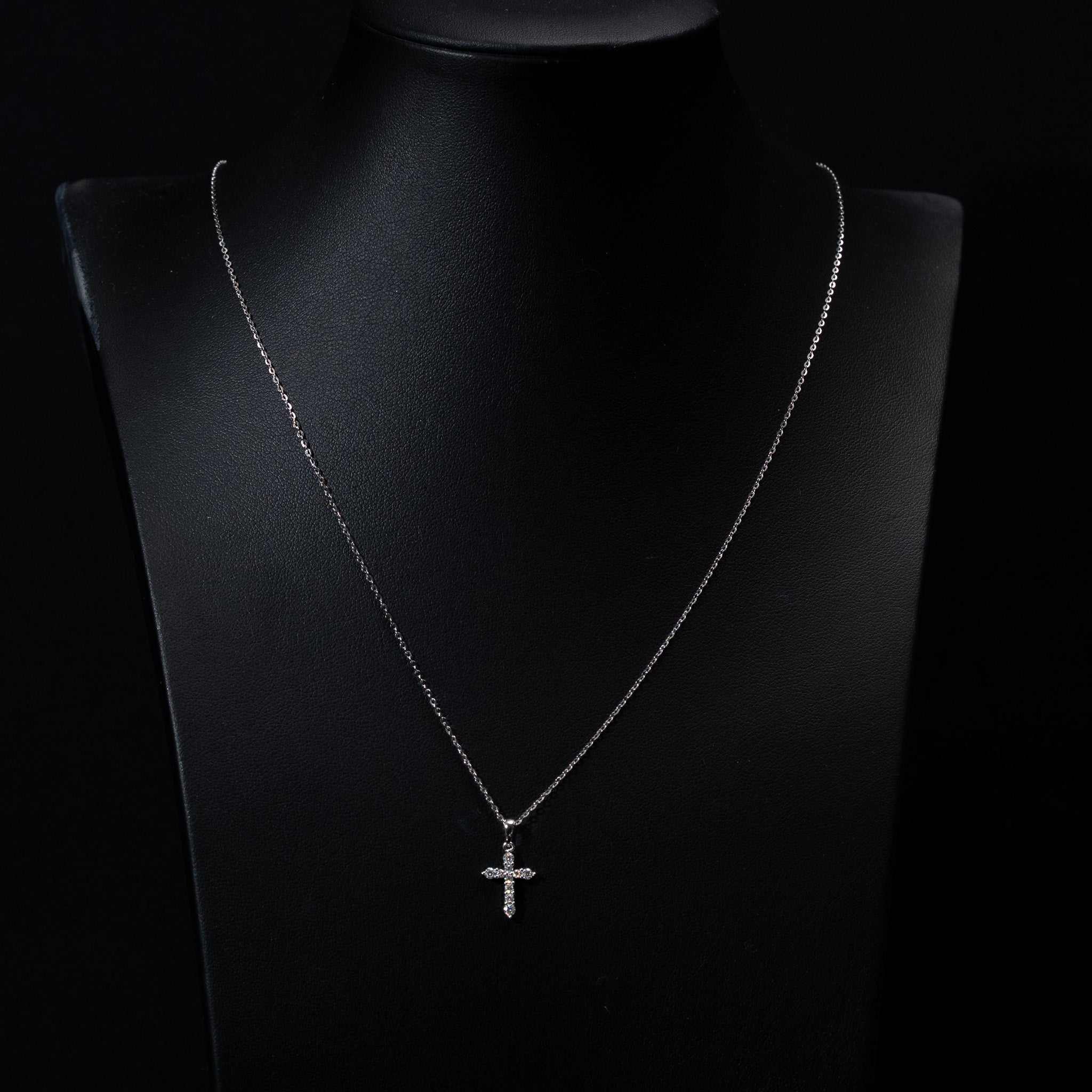 Moissanite Small Cross Tennis Necklace – 925 Sterling Silver