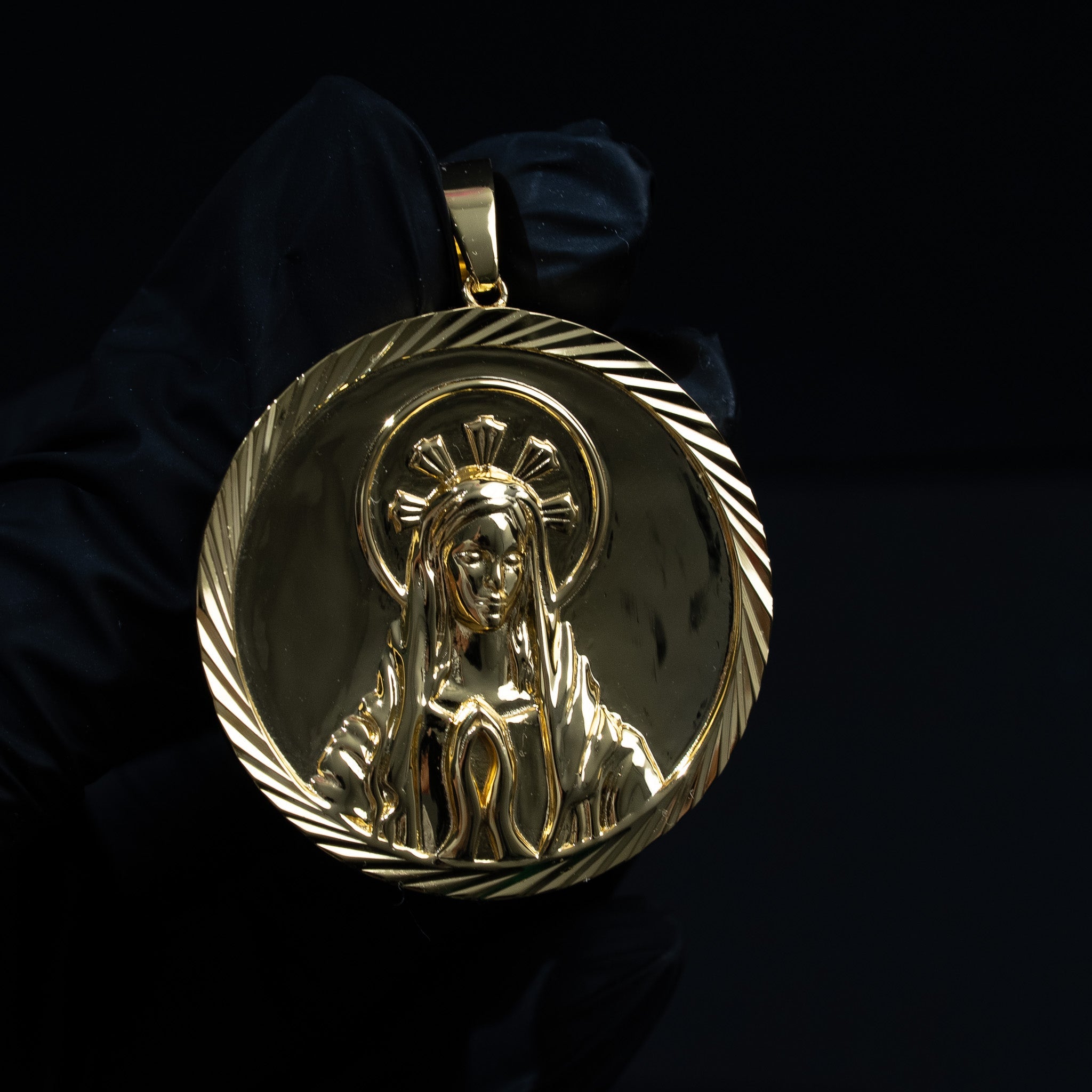 Virgin Mary Medallion Pendant Real 925 Sterling Silver Rhodium/14K Gold Plated