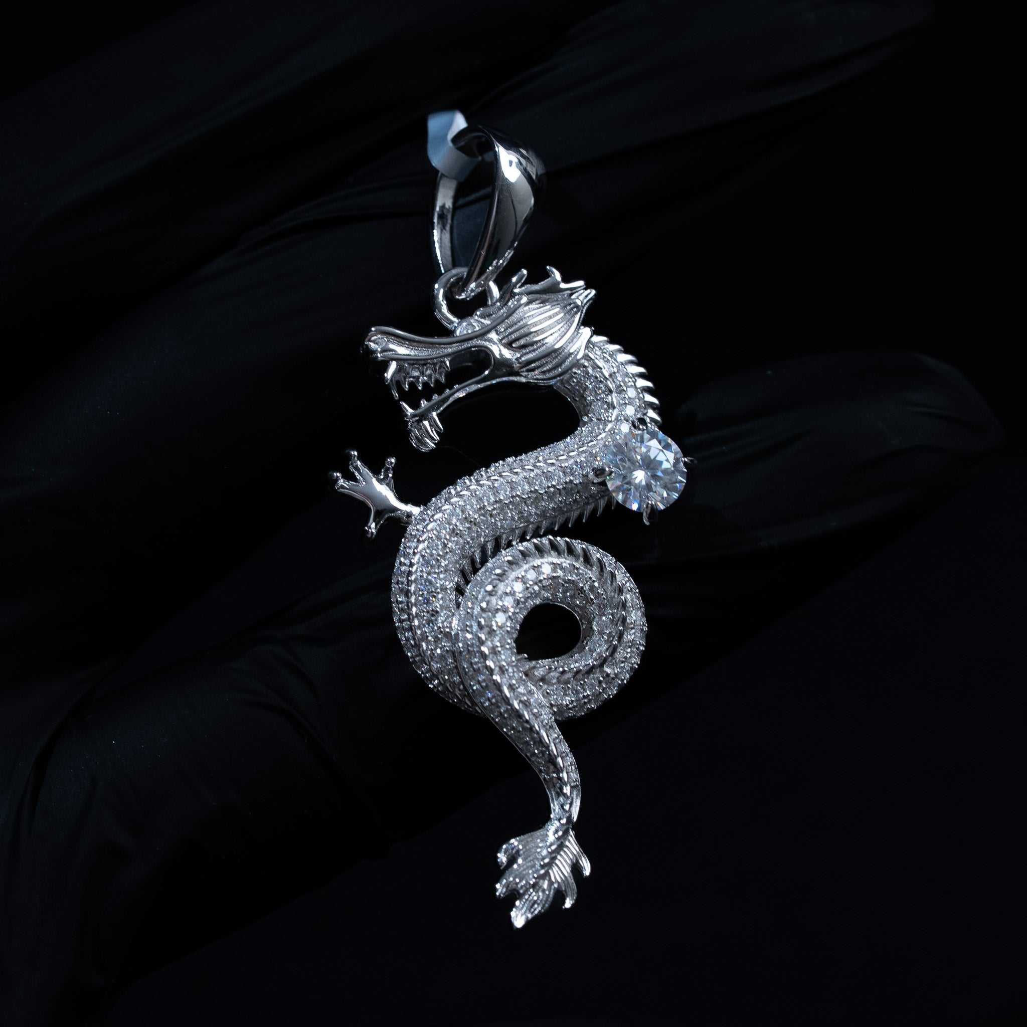 Moissanite Dragon Pendant Iced 925 Sterling Silver