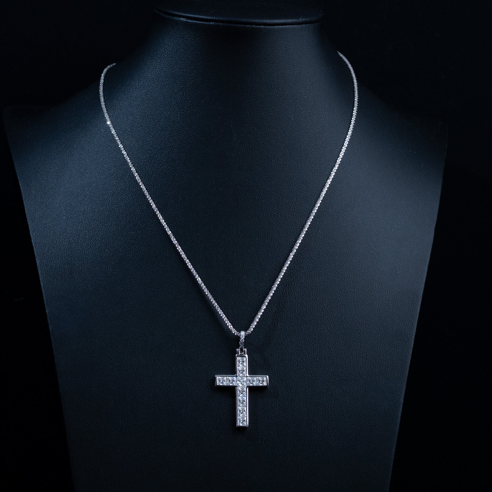 Moissanite 4.6 TCW Princess Cut Tennis Cross Pendant