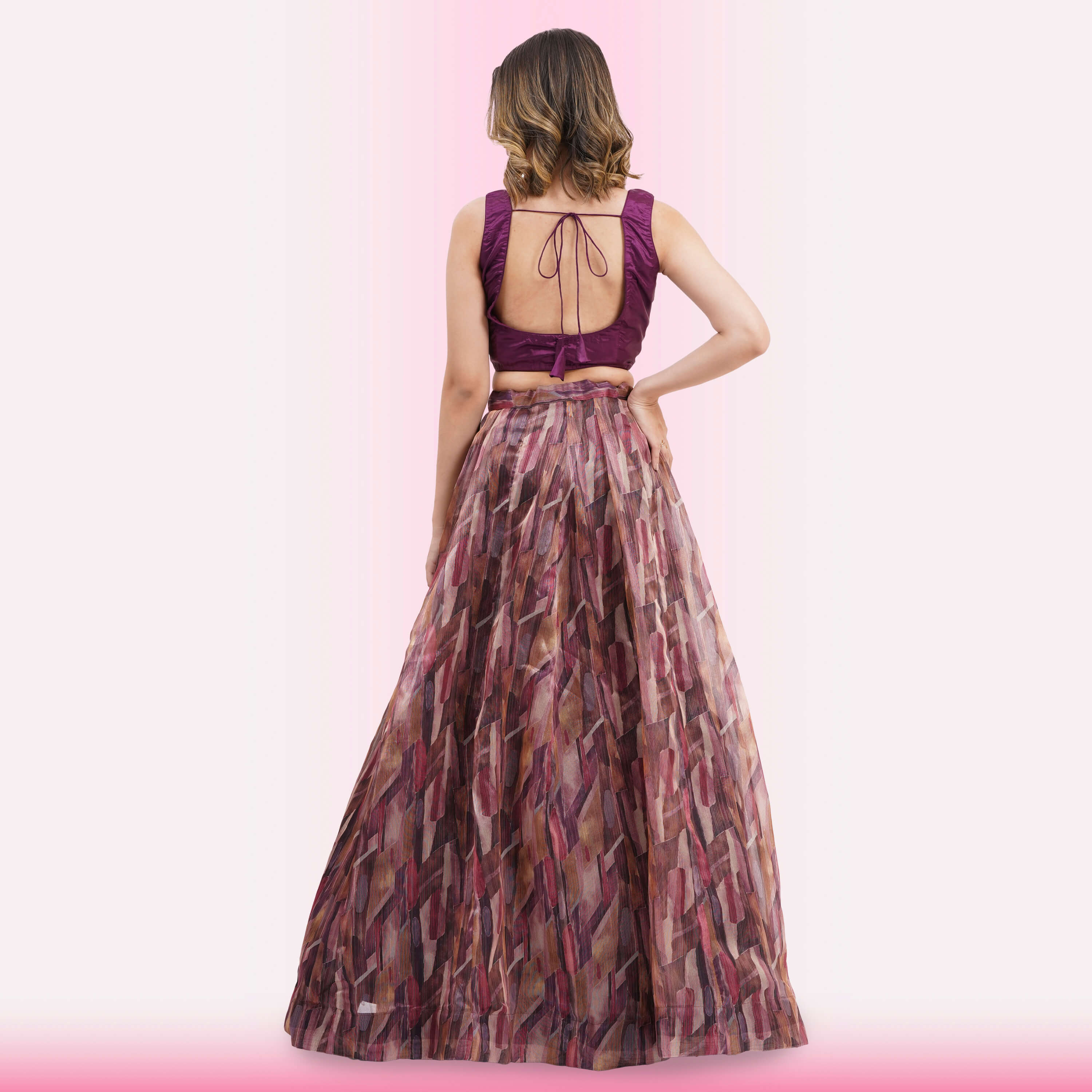 Multi-Color brushstroke Print Lehenga Choli Set