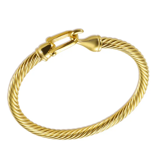 Golden Twist Charm Bangle