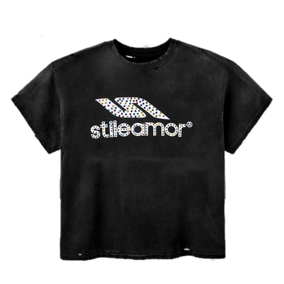 BLACK COLORÃTO RHINESTONE TEE