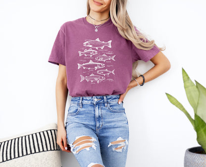 Sardines Salmon Fish Nature Camping Hiking Comfort Colors T Shirt (sketch)
