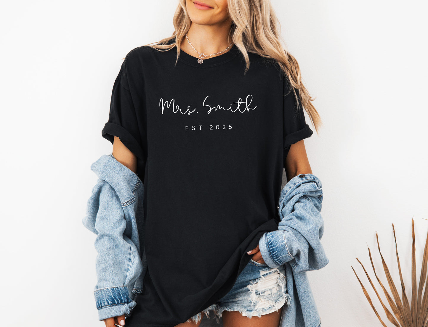 Mrs Custom Personalization name Honeymoon Comfort Colors Garment Dyed T Shirt