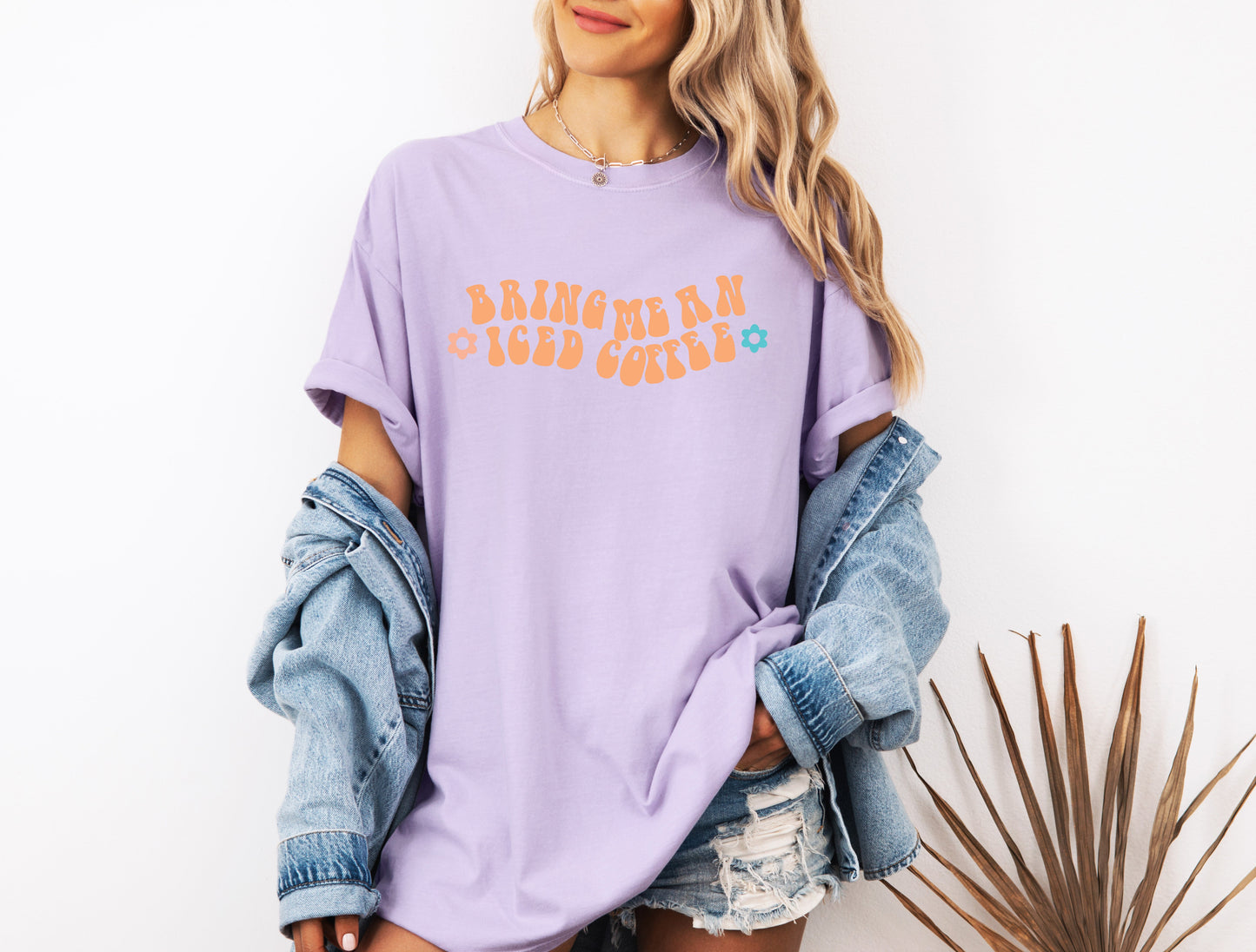Bring me an Iced Coffee Latte Summer Garment Dyed T Shirt