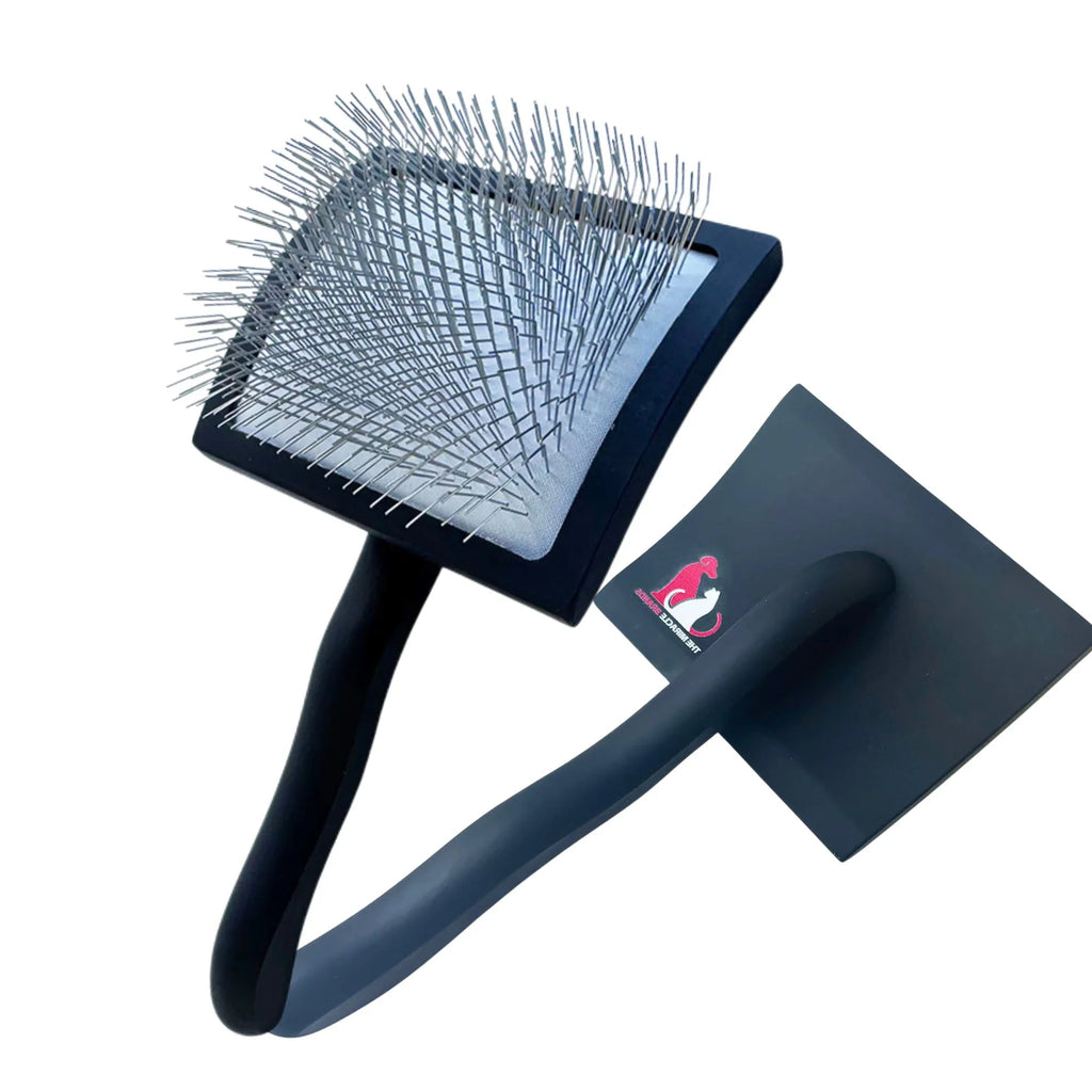 The Miracle Brands Wooden Handle Pet Slicker Brush – Black, Long Pin Grooming Brush