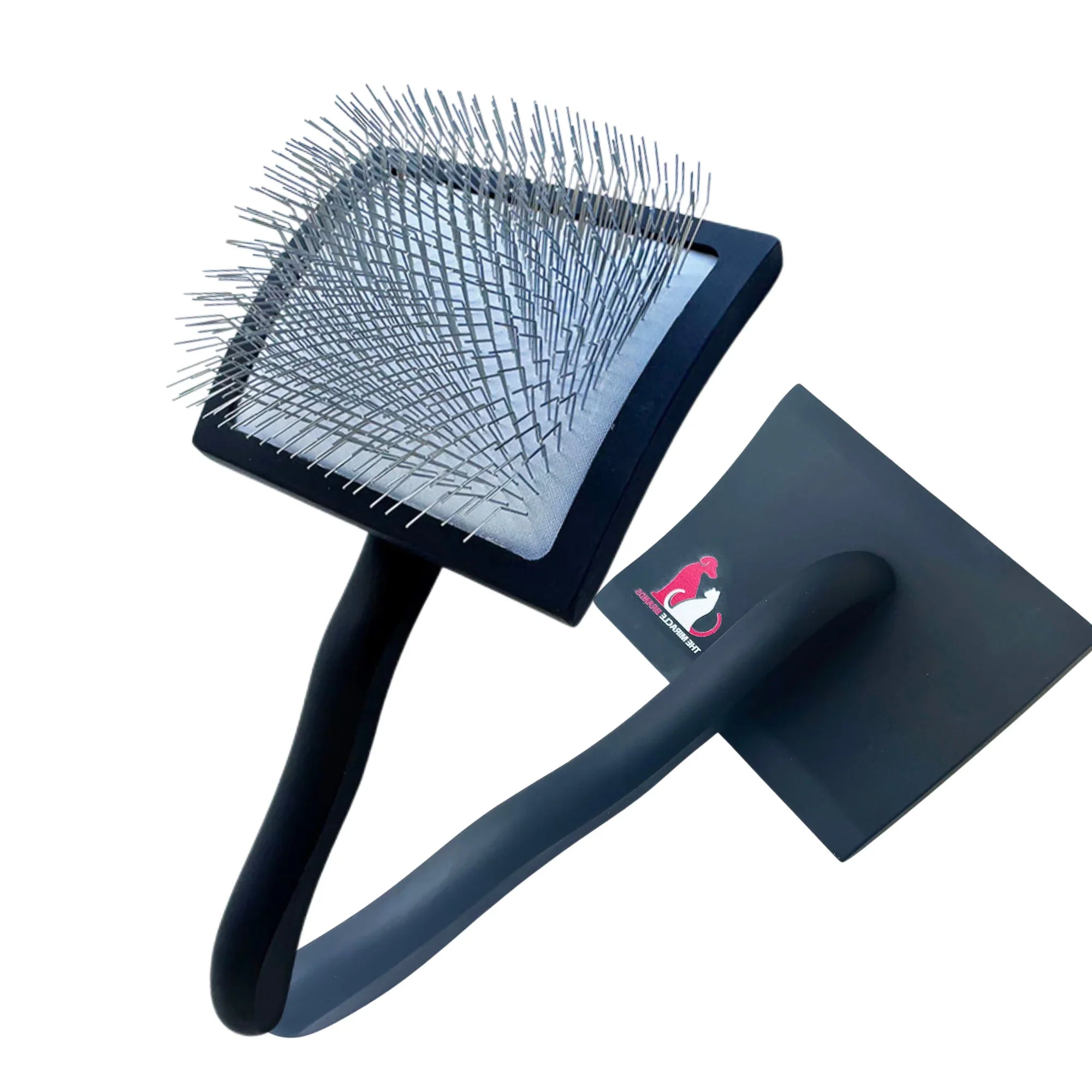 The Miracle Brands Wooden Handle Pet Slicker Brush – Black, Long Pin Grooming Brush