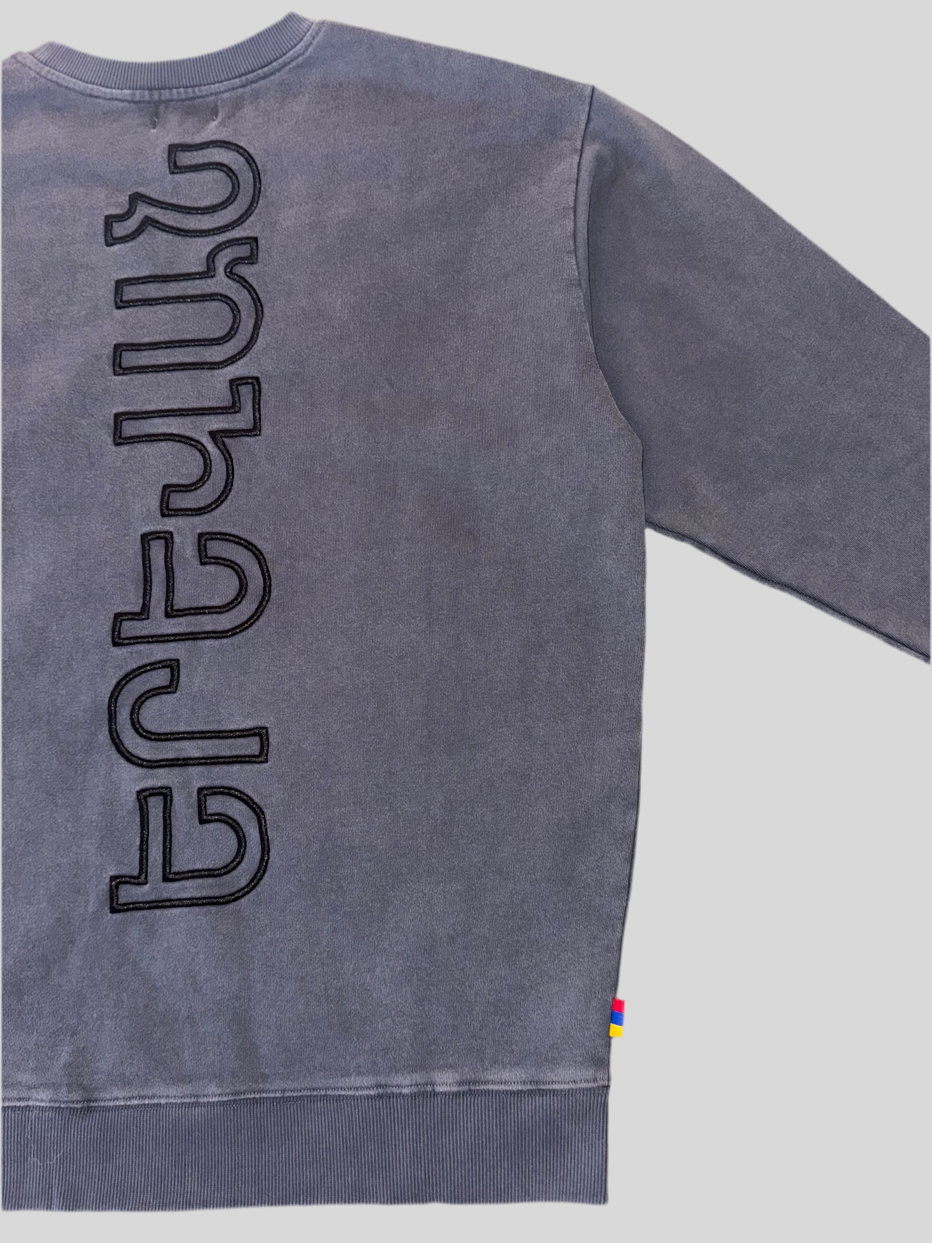 YEREVAN Embroidered design and logo 100% cotton oversized crewneck sweatshirt (dress)- dark vintage gray
