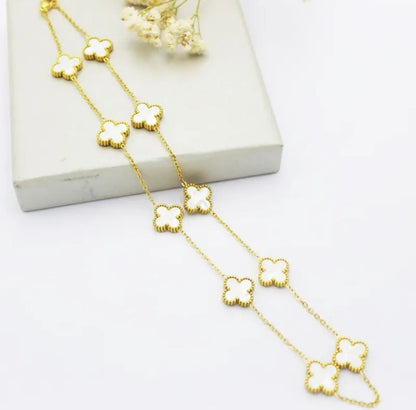 Long Pearl Shell Clover Necklace - Love. Luck. Hope & Faith