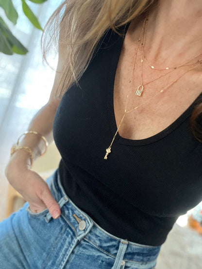 Layered Key & Lock Necklace
