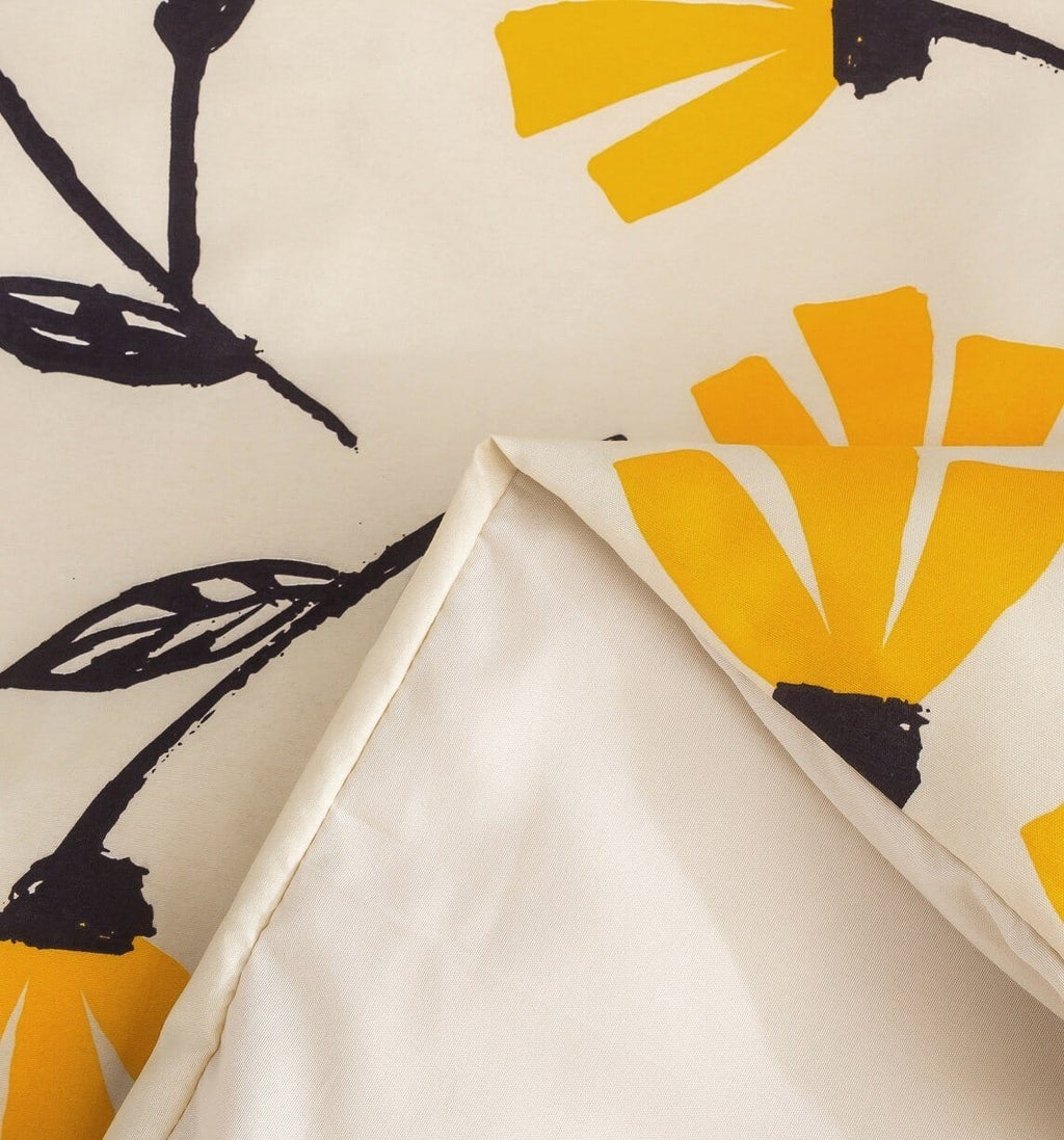DaDa Bedding Yellow Fleur Floral Golden Orange Ivory Duvet Cover Set w/ Pillow Cases (18112)
