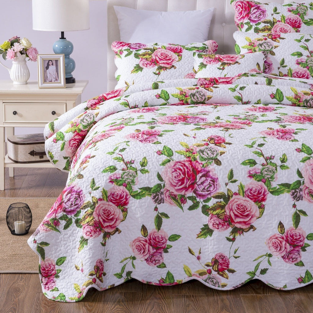 DaDa Bedding Bed in a Bag Bundle Set - Romantic Roses Lovely Blooming Floral Bedding Set (JHW-879)