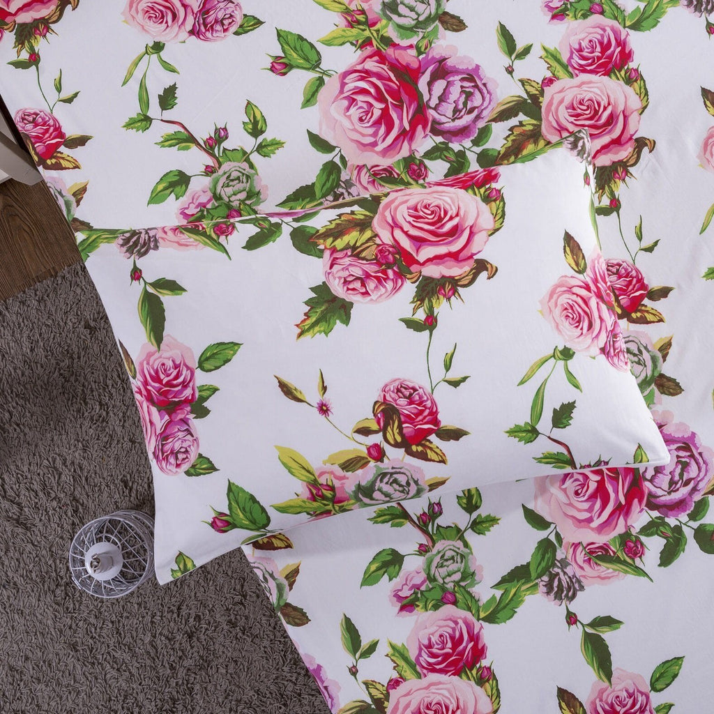 DaDa Bedding Bed in a Bag Bundle Set - Romantic Roses Lovely Blooming Floral Bedding Set (JHW-879)