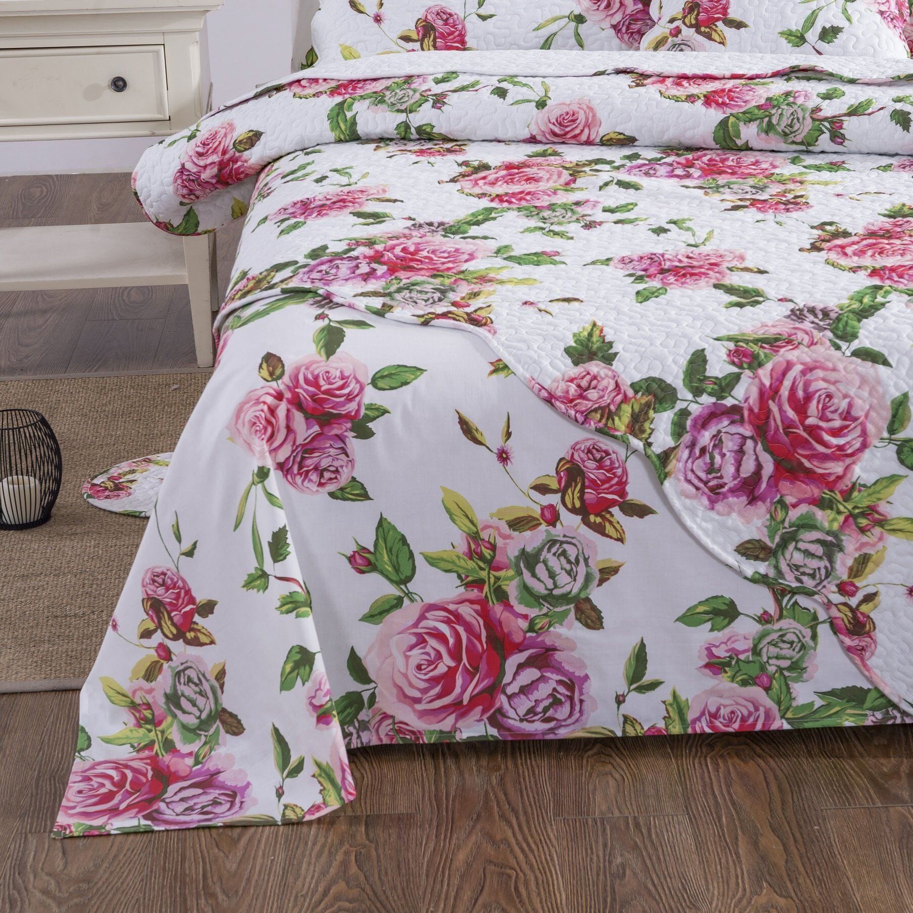 DaDa Bedding Bed in a Bag Bundle Set - Romantic Roses Lovely Blooming Floral Bedding Set (JHW-879)