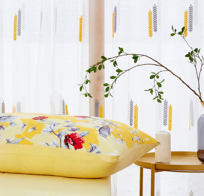 DaDa Bedding Bed in a Bag Bundle Set - Radiant Sunshine Yellow Hummingbirds Floral Bedding Set (JHW-925)