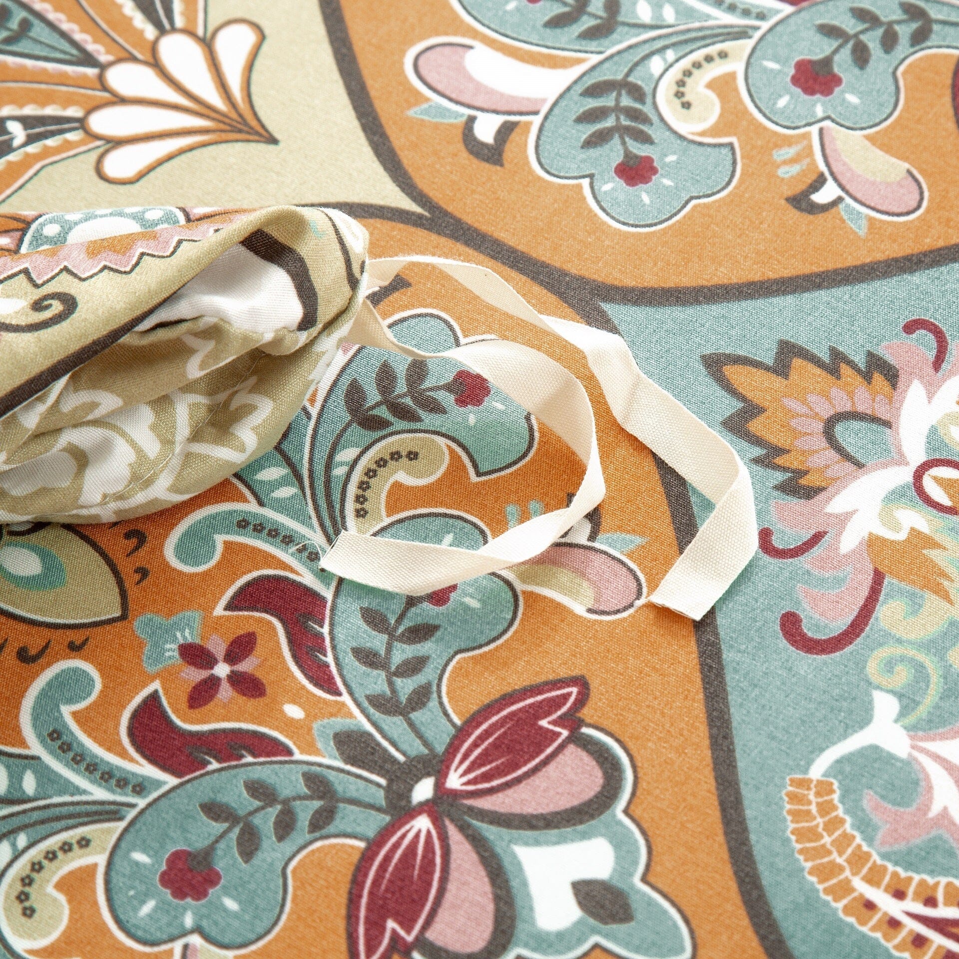 DaDalogy Bedding Bohemian Duvet Cover w/Pillow Cases - Reversible Coral Teal Floral Paisley Botanical Garden Party - Bright Vibrant Multi-Colorful Blue Salmon Pink