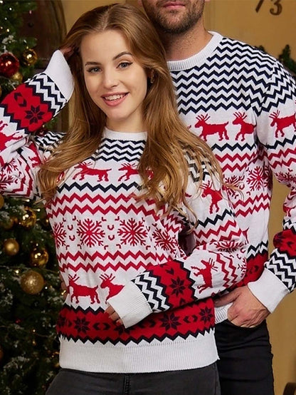 Women's Snowflake Reindeer Christmas Couple's Sweater | NCS