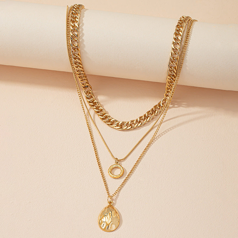 Layered Tear Drop Pendant Necklace