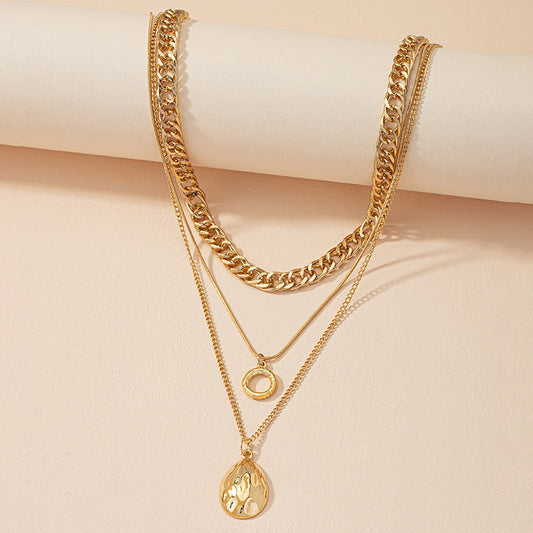 Layered Tear Drop Pendant Necklace