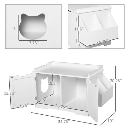Cat Litter Box Nightstand End Table Enclosure