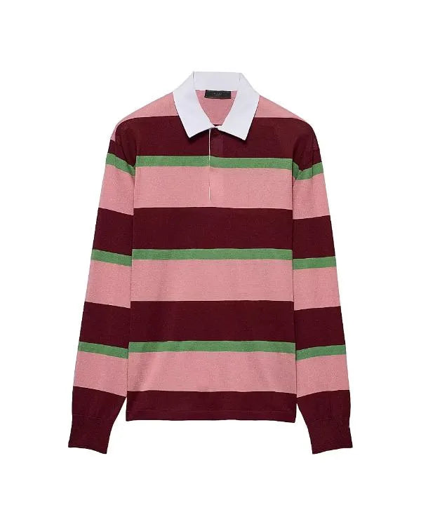 On Brand With Jimmy Fallon Pink & Red Striped Polo Top