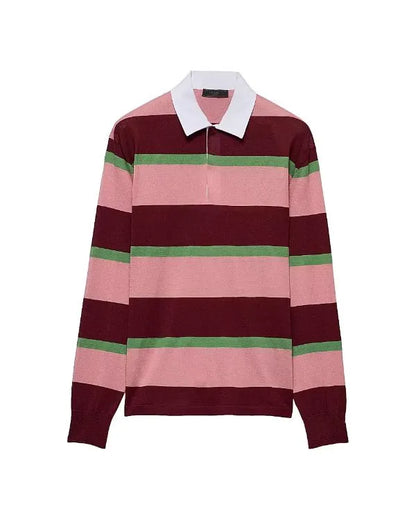On Brand With Jimmy Fallon Pink & Red Striped Polo Top