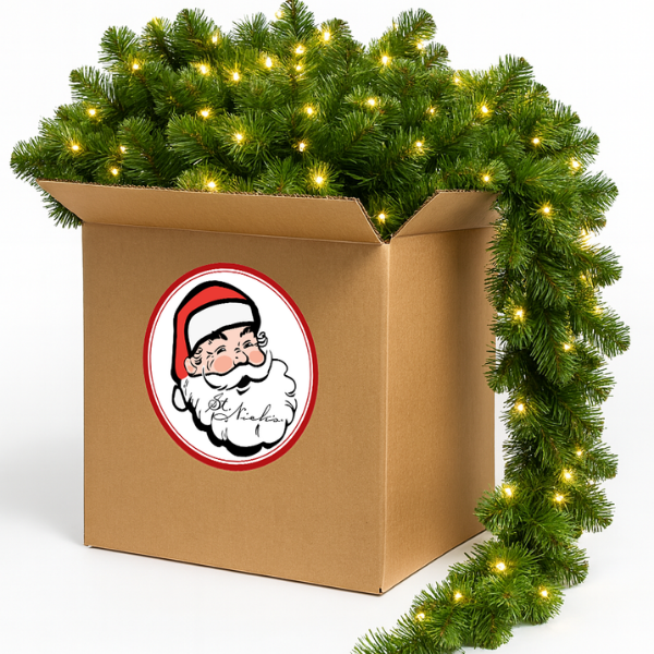 Green Garland with Warm White Lights |  99'X 8"