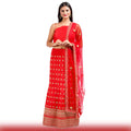 Party Lehenga in silk -Red