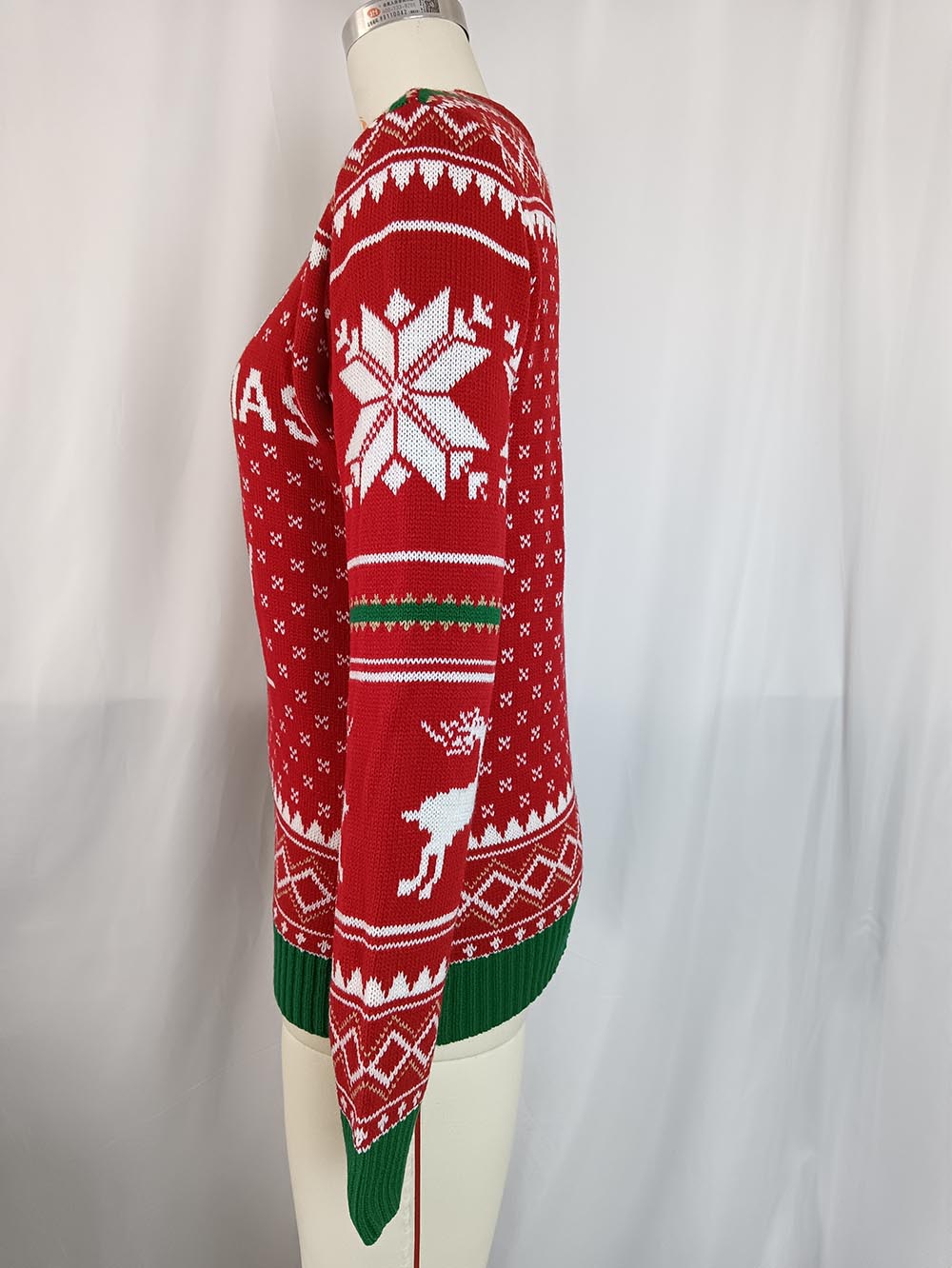 Contrasting Colors Snowflake Reindeer Pattern Ugly Christmas Sweater | NCS