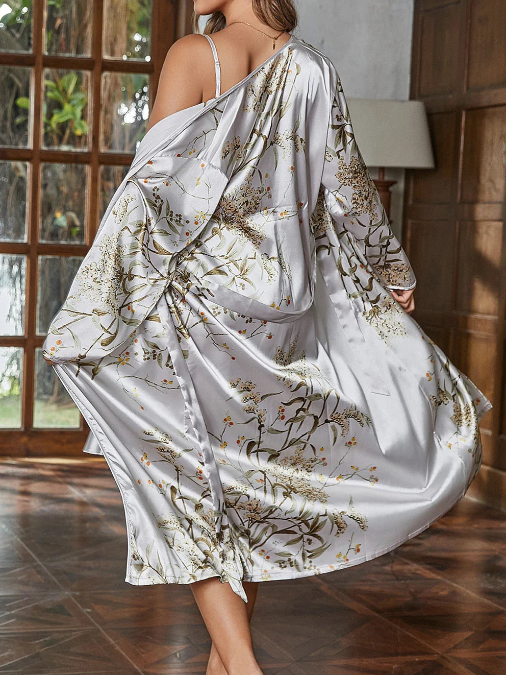 The Soft Life Set – Satin Robe & Nightgown Duo by KUSHIE