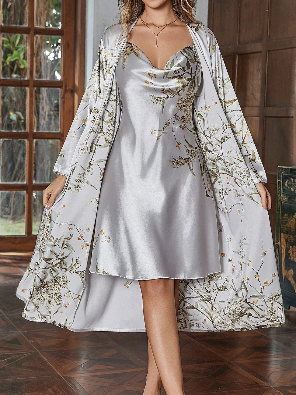 The Soft Life Set – Satin Robe & Nightgown Duo by KUSHIE