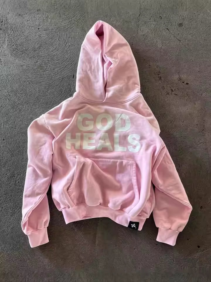 Vintage "God Heals" Washed Hoodie