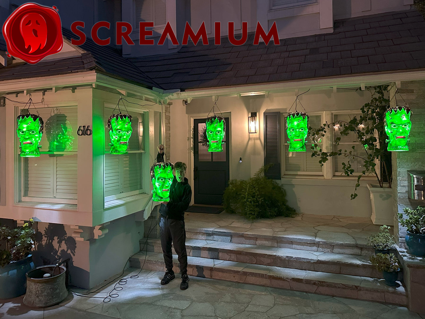 Giant Frankenstein Monster Pendant Lantern Prop 20-Inch-Tall Waterproof Outdoor Halloween Decoration