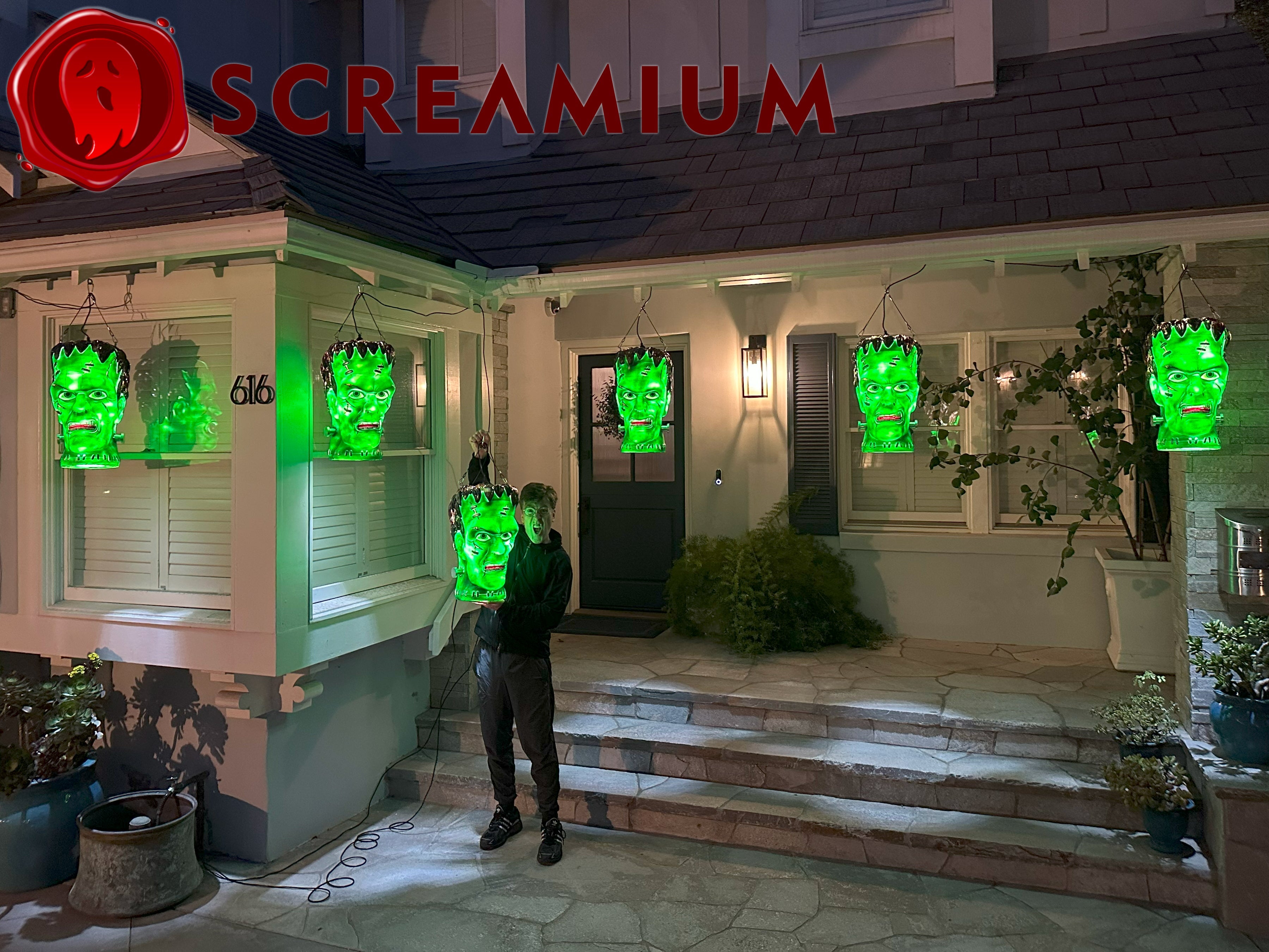 Giant Frankenstein Monster Pendant Lantern Prop 20-Inch-Tall Waterproof Outdoor Halloween Decoration