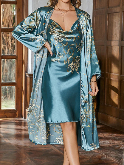 The Soft Life Set – Satin Robe & Nightgown Duo by KUSHIE