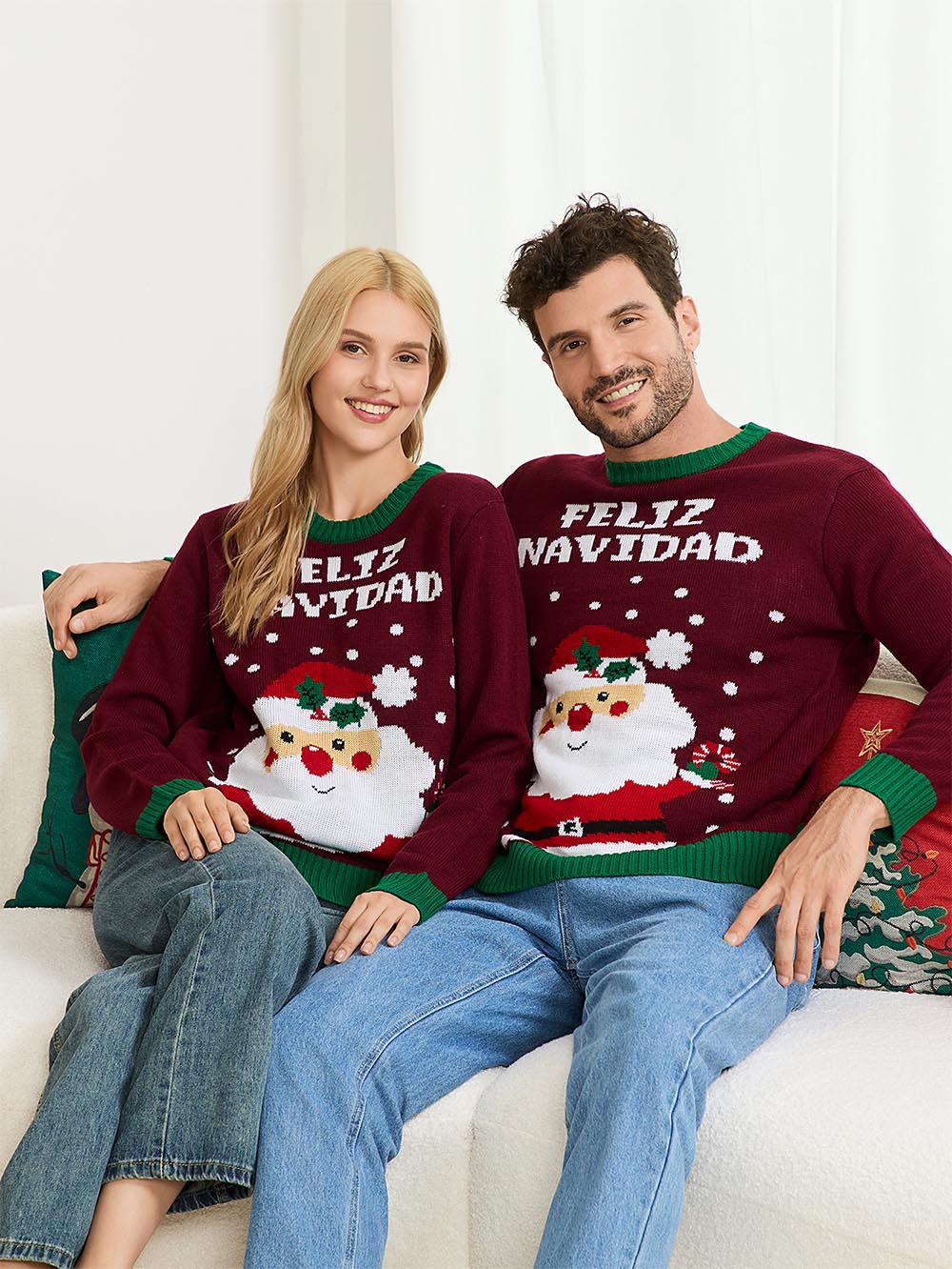 Santa Claus Pattern Colorblock Knit Sweater | NCS