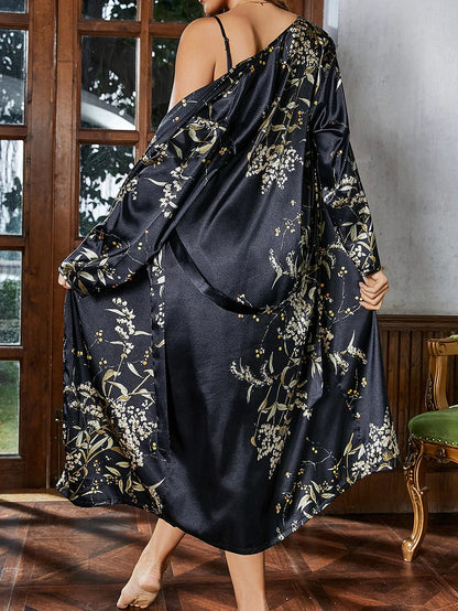 The Soft Life Set – Satin Robe & Nightgown Duo by KUSHIE