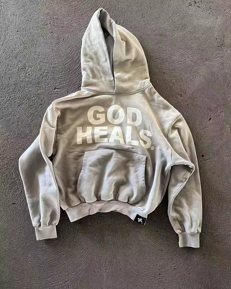 Vintage "God Heals" Washed Hoodie