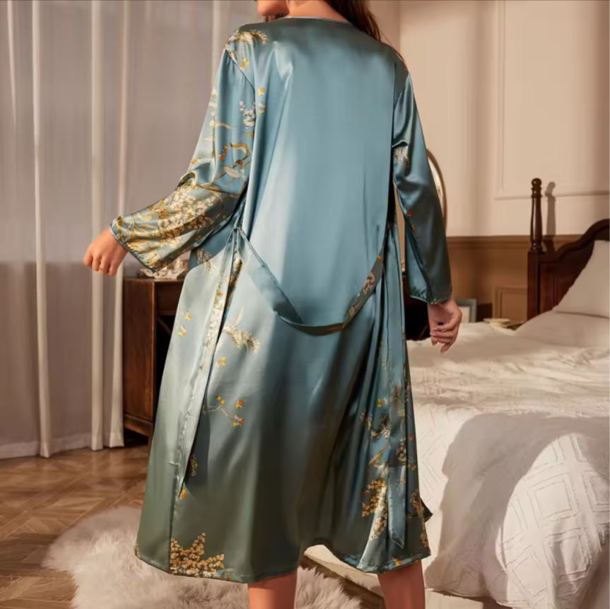 The Soft Life Set – Satin Robe & Nightgown Duo by KUSHIE