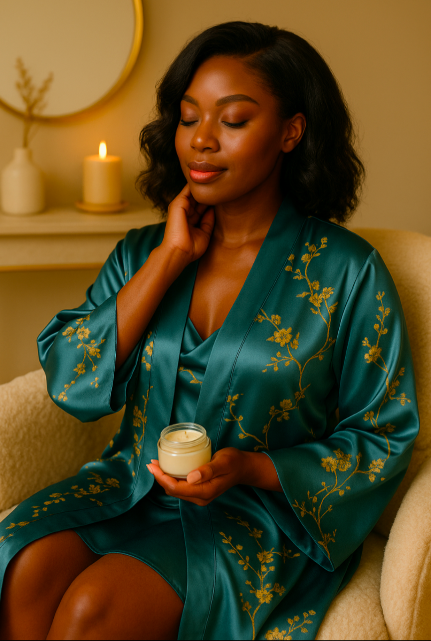 The Soft Life Set – Satin Robe & Nightgown Duo by KUSHIE